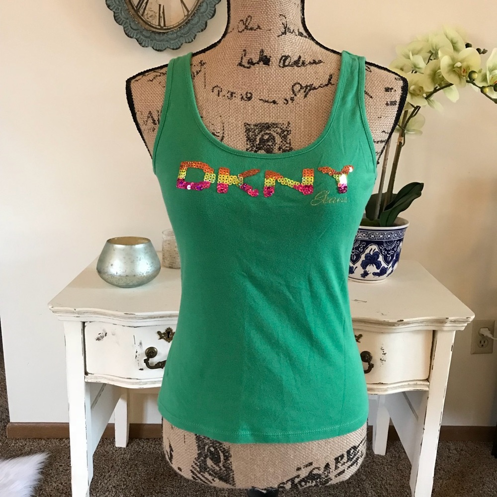 Green DKNY sequin tank top